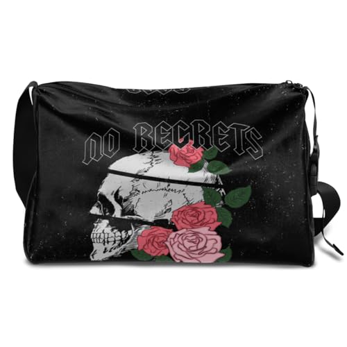 Roses Skull Leather Duffle Bag for Man Woman Boys Girls, Skull Weekend Overnight Sports Gym Bag Travel Bag Single Shoulder Crossbody Handbag, farbe, 18.5L, Taschen-Organizer von TropicalLife