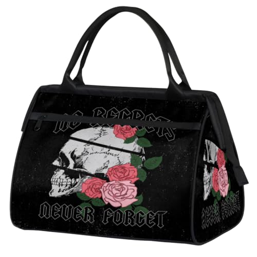 Roses Skull Travel Duffel Bag for Women Men 24L, Skull Weekend Bag Sports Tote Gym Travel Overnight Weekender Bag, farbe, (24L) UK, Taschen-Organizer von TropicalLife