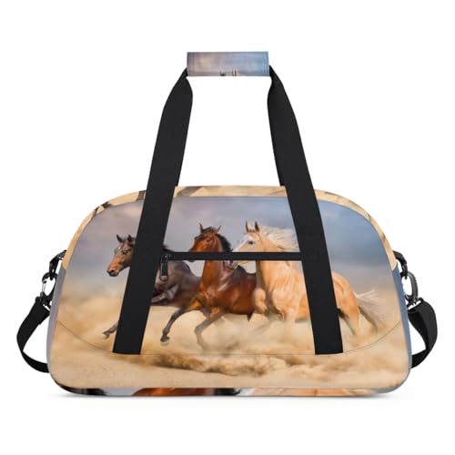 Run Horse Sand Sporttasche für Damen und Herren, Pferd, 24 l, Wochenend-Übernachtungstasche, Tragetasche, Reisetasche, Turnbeutel für Kinder, Mädchen, Jungen, farbe, (24L) UK, Taschen-Organizer von TropicalLife