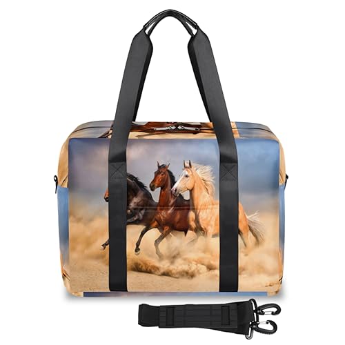 Running On The Beach Horse Travel Duffel Bags for Women Men Horse Weekend Overnight Bag 32L Large Cabin Holdall Tote Bag for Travel Sports Gym, farbe, 32 L, Taschen-Organizer von TropicalLife