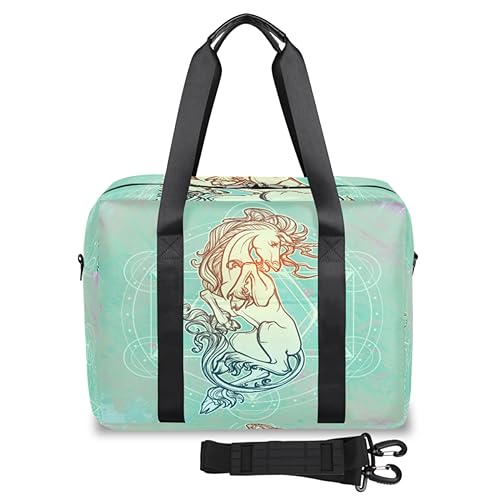 Sacred Unicorn Travel Duffel Bags for Women Men Mystic Unicorn Weekend Overnight Bag 32L Large Cabin Holdall Tote Bag for Travel Sports Gym, farbe, 32 L, Taschen-Organizer von TropicalLife