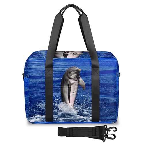 Sea Dolphin Reisetasche für Damen und Herren, Tiere, Delfin, Wochenende, Übernachtungstasche, 32 l, große Kabine, Tragetasche, Tragetasche für Reisen, Sport, Fitnessstudio, farbe, 32 L, von TropicalLife