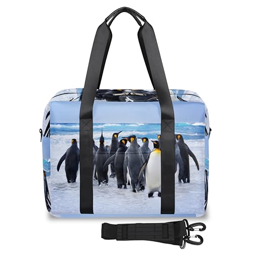 Sea Penguins Reisetasche für Damen und Herren, Tiere, Pinguine, Wochenend-Übernachtungstasche, 32 l, große Hütte, Tragetasche für Reisen, Sport, Fitnessstudio, farbe, 32 L, Taschen-Organizer von TropicalLife