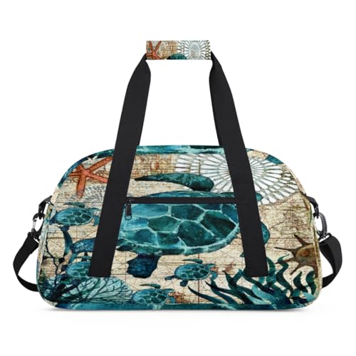 Sea Turtles Sporttasche für Damen und Herren, Retro-Schildkröten, 24 l, Wochenend-Übernachtungstasche, Tragetasche, Reisetasche, Turnbeutel für Kinder, Mädchen, Jungen, farbe, (24L) UK, von TropicalLife