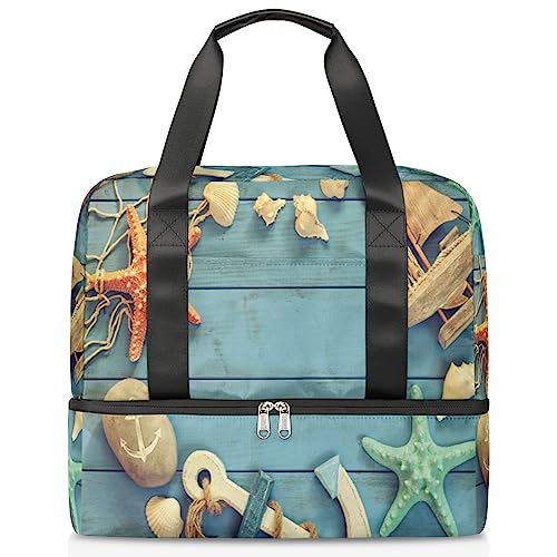 Seestern-Reisetasche mit nautischem Anker, 21 l, Seestern, Ozean, Wochenendtasche, nasse getrennte Sporttasche, Fitnessstudio, Reisetasche für Männer und Frauen, Wochenendtasche, multi, 21L, Reisetasche von TropicalLife