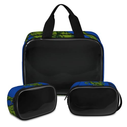 Skateboard-Make-up-Tasche für Damen und Herren, Dinosaurier-Designs, durchscheinende Kosmetiktasche, Kulturbeutel, Duschtasche, 3 Stück, Reise-Kulturartikel, Kosmetik-Organizer, farbe, XL, von TropicalLife