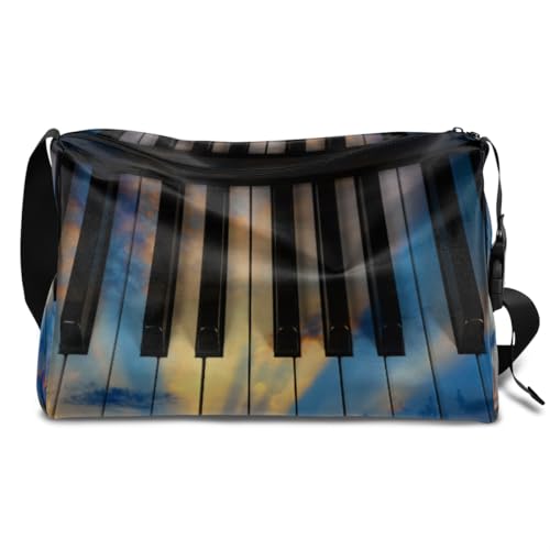 Sky Piano Leder Duffle Bag für Mann Frau Jungen Mädchen Musik Klavier Wochenende Übernachtung Sport Gym Bag Reisetasche Single Shoulder Crossbody Handtasche, farbe, 18.5L, Taschen-Organizer von TropicalLife