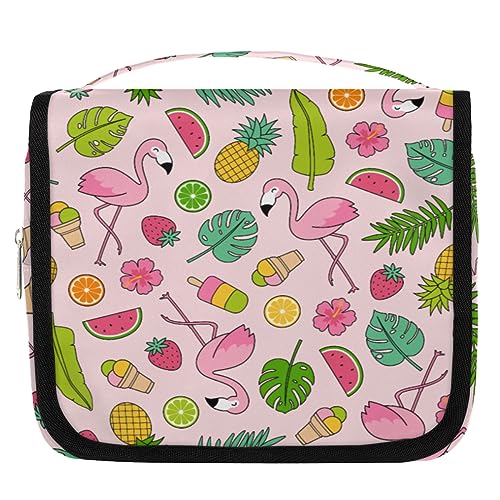 Sommer Niedliche Flamingo Reise Kulturbeutel für Frauen Männer Flamingo Waschbeutel Tasche Hängende Toilettenartikel Kosmetik Make-up Organizer, farbe, 4.7 L, Taschen-Organizer von TropicalLife