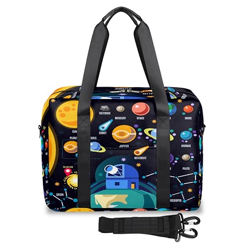 Space 3D Galaxy Travel Duffel Bags for Women Men Solar System Galaxy Weekend Overnight Bag 32L Large Cabin Holdall Tote Bag for Travel Sports Gym, farbe, 32 L, Taschen-Organizer von TropicalLife