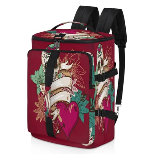 TropicalLife Sport-Rucksack mit Totenkopf-Motiv, für Herren, Damen, Totenkopf-Wochenendtasche mit Schuhfach, Tragetasche, Übernachtungstasche, 47,5 l, für Sport, Fitnessstudio, Reisen, farbe, 47.5L, von TropicalLife