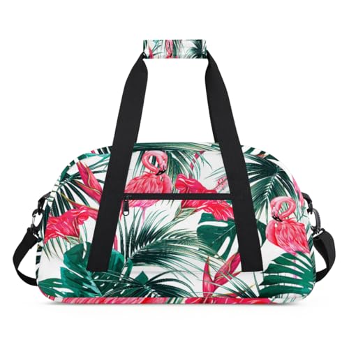 Sporttasche für Damen und Herren, Blumenmuster, Palmenblätter, Flamingo, 24 l, Reisetasche, Reisetasche, Turnbeutel für Kinder, Mädchen, Jungen, farbe, (24L) UK, Taschen-Organizer von TropicalLife