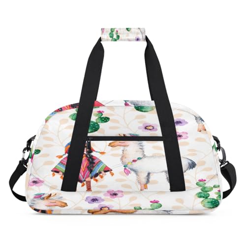 Sporttasche für Damen und Herren, Motiv: Ethnische Blume, Lama, 24 l, Wochenend-Übernachtungstasche, Tragetasche, Reisetasche, Turnbeutel für Kinder, Mädchen, Jungen, farbe, (24L) UK, von TropicalLife