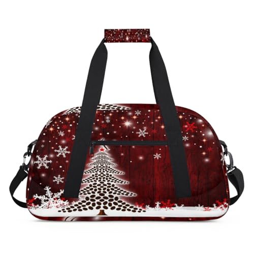 Sporttasche für Damen und Herren, Motiv: Weihnachtsbaum und Schneeflocke, 24 l, für Wochenende, Übernachtungstasche, Reisetasche, Turnbeutel für Kinder, Mädchen, Jungen, farbe, (24L) UK, von TropicalLife