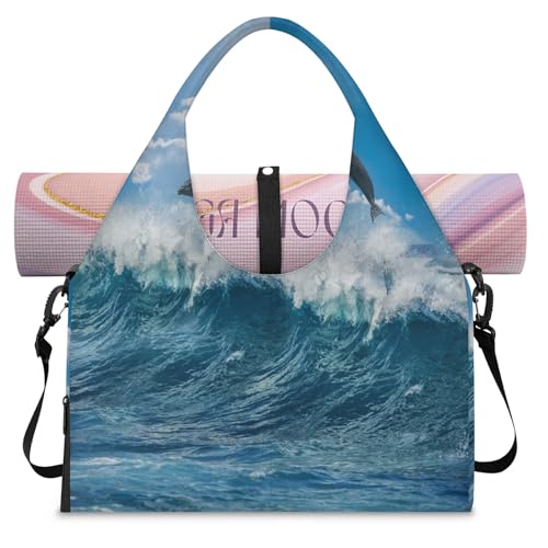 Sporttasche für Damen und Herren, Motiv: tropischer Ozean, Delfin, Wochenende, Übernachtung, mit Schuhfach, Schultertasche, Gepäcktasche für Yoga, Fitnessstudio, Reisen, farbe, L, Taschen-Organizer Sporttasche für Damen und Herren, Motiv: tropischer Ozean, Delfin, Wochenende, Übernachtung, mit Schuhfach, Schultertasche, Gepäcktasche für Yoga, Fitnessstudio, Reisen, farbe, L, Taschen-Organizer von TropicalLife