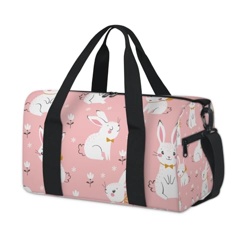 Sporttasche mit Blumenmuster und niedlichem Hasenmotiv, für Kinder, Mädchen, Jungen, Damen, Herren von TropicalLife