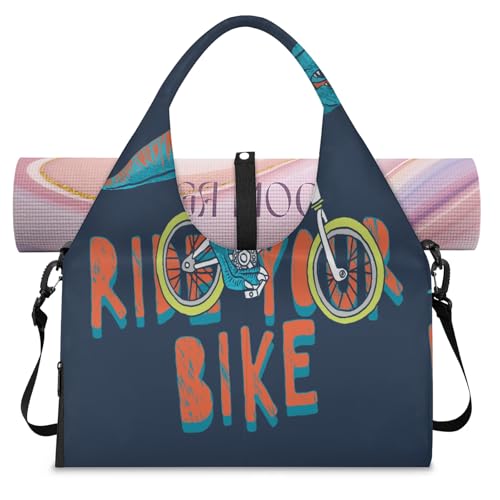 Sporttasche mit Dinosaurier-Fahrradaufdruck, für Damen und Herren, Dinosaurier, lustige Wochenend-Übernachtungstasche mit Schuhfach, Schultertasche, Gepäcktasche für Yoga, Fitnessstudio, Reisen, von TropicalLife