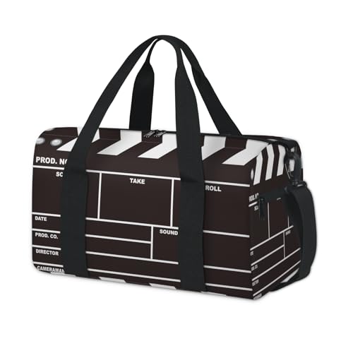 Sporttasche mit Filmschindeln, für Kinder, Mädchen, Jungen, Damen, Herren, Schwarz von TropicalLife