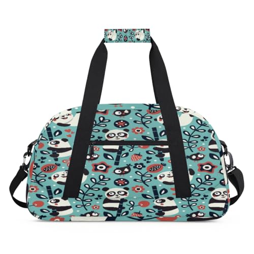 Sporttasche mit Panda-Blumen-Design für Damen und Herren, mit floralem Panda, 24 l, für Wochenende, Übernachtungstasche, Reisetasche, Turnbeutel für Kinder, Mädchen, Jungen, farbe, (24L) UK, von TropicalLife