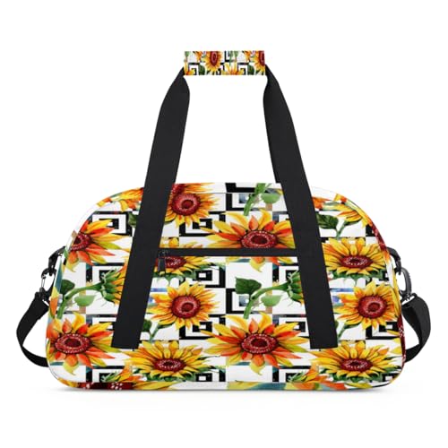 Sporttasche mit Sonnenblumenstruktur, für Damen und Herren, Sonnenblume, 24 l, Wochenend-Übernachtungstasche, Tragetasche, Reisetasche, Turnbeutel für Kinder, Mädchen, Jungen, farbe, (24L) UK, von TropicalLife