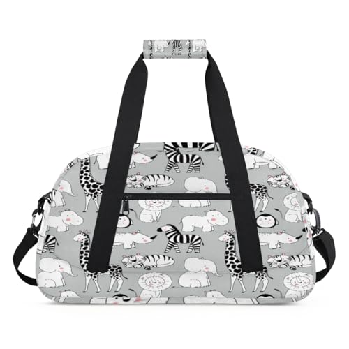 Sporttasche mit Tiermotiven für Damen und Herren, Tiere, Elefant, Giraffe, Zebra, 24 l, Wochenend-Übernachtungstasche, Tragetasche, Reisetasche, Turnbeutel für Kinder, Mädchen, Jungen, farbe, (24L) von TropicalLife