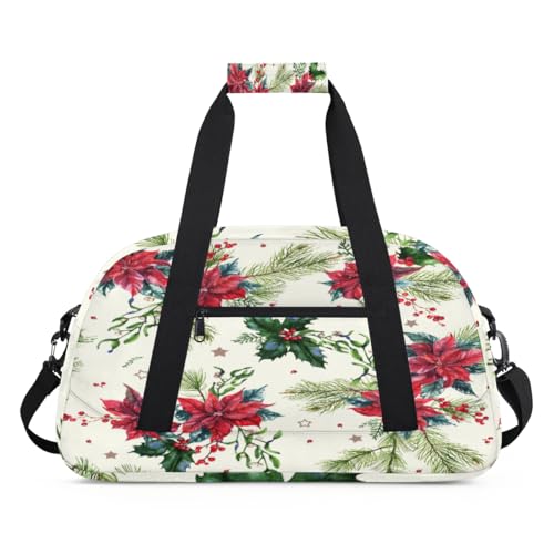 Sporttasche mit Weihnachtssternen für Damen und Herren, Blumen, 24 l, Wochenend-Übernachtungstasche, Tragetasche, Reisetasche, Turnbeutel für Kinder, Mädchen, Jungen, farbe, (24L) UK, von TropicalLife