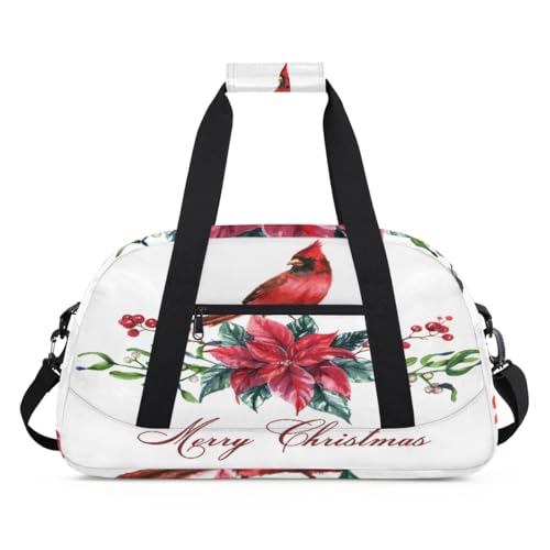 Sporttasche mit Weihnachtsvögeln für Damen und Herren, Merry Christmas, 24 l, Wochenend-Übernachtungstasche, Tragetasche, Reisetasche, Turnbeutel für Kinder, Mädchen, Jungen, farbe, (24L) UK, von TropicalLife