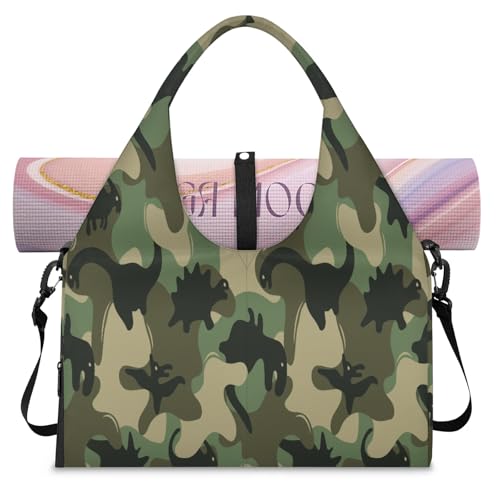Sporttasche mit abstraktem Camouflage-Muster, für Damen und Herren, Dinosaurier, Wochenende, Übernachtung, Tasche mit Schuhfach, Schultertasche, Gepäcktasche für Yoga, Fitnessstudio, Reisen, farbe, L, von TropicalLife