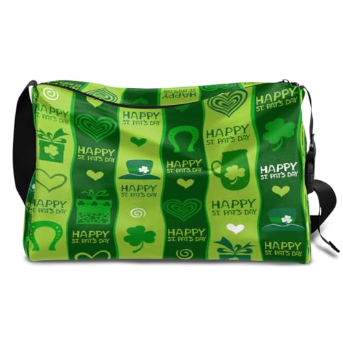 St.Patrick's Day Print Leder Duffle Bag für Mann Frau Jungen Mädchen St.Patrick Wochenende Übernachtung Sport Gym Bag Reisetasche Single Shoulder Crossbody Handtasche, farbe, 18.5L, Taschen-Organizer von TropicalLife