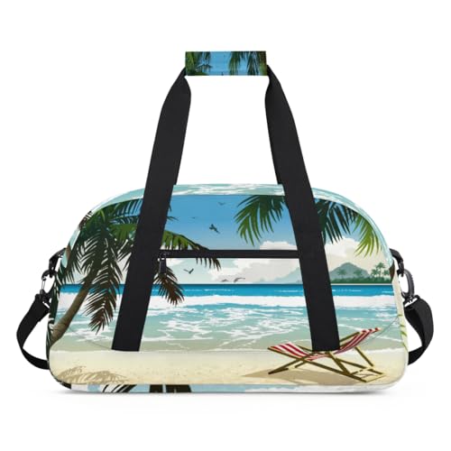 Strand-Sporttasche für Damen und Herren, tropische Strandpalme, 24 l, Wochenend-Übernachtungstasche, Tragetasche, Reisetasche, Turnbeutel für Kinder, Mädchen, Jungen, farbe, (24L) UK, von TropicalLife