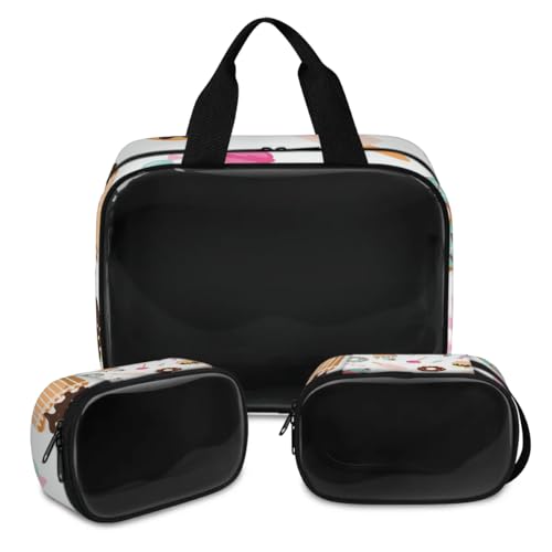 Süße Donut-Make-up-Tasche für Damen und Herren, niedlicher Kuchen, durchscheinend, Kosmetiktasche, Waschbeutel, Duschtasche, 3 Stück, Reise-Kulturartikel, Toilettenartikel, Kosmetik-Organizer, farbe, Süße Donut-Make-up-Tasche für Damen und Herren, niedlicher Kuchen, durchscheinend, Kosmetiktasche, Waschbeutel, Duschtasche, 3 Stück, Reise-Kulturartikel, Toilettenartikel, Kosmetik-Organizer, farbe, von TropicalLife