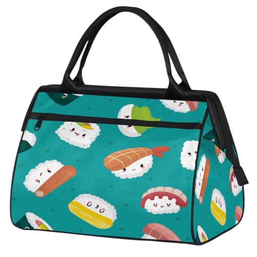 Süße Sushi-Reisetasche für Damen und Herren, 24 l, lustige Sushi-Wochenendtasche, Sporttasche, Fitnessstudio, Reisen, Übernachtung, Wochenendtasche, farbe, (24L) UK, Taschen-Organizer von TropicalLife