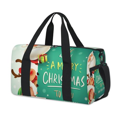Süße Weihnachts-Sporttasche mit Aufschrift "Merry Christmas", Wochenende, Übernachtungstasche, Reisetasche, Reisetasche, für Kinder, Mädchen, Jungen, Damen, Herren von TropicalLife