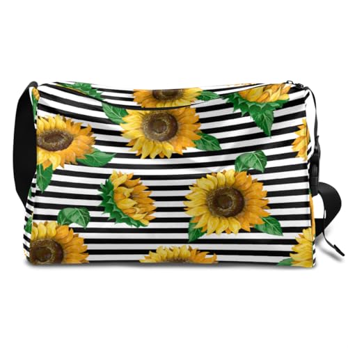 Sunflowe Sporttasche aus Leder mit Sonnenblumenmuster für Herren, Damen, Jungen, Mädchen, Sunflowe Wochenende, Übernachtung, Sport, Turnbeutel, Reisetasche, einzelne Schultertasche, von TropicalLife