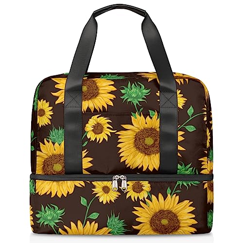 Sunflower Design Reisetasche für Männer Frauen 21L Blume Sonnenblume Wochenende Tasche nass getrennt Sport Tote Gym Reise Weekender Tasche, multi, 21L, Reisetasche von TropicalLife