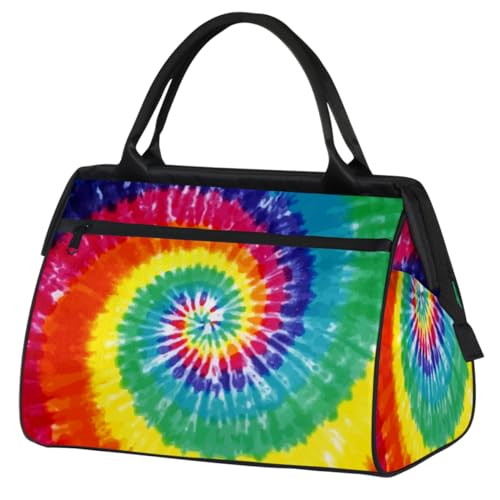 Tie Dye Rainbow Travel Duffel Bag for Women Men 24L, Abstract Rainbow Weekend Bag Sports Tote Gym Travel Overnight Weekender Bag, farbe, (24L) UK, Taschen-Organizer von TropicalLife