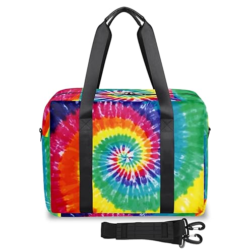 Tie Dye Rainbow Travel Duffel Bags for Women Men Abstract Rainbow Weekend Overnight Bag 32L Large Cabin Holdall Tote Bag for Travel Sports Gym, farbe, 32 L, Taschen-Organizer von TropicalLife