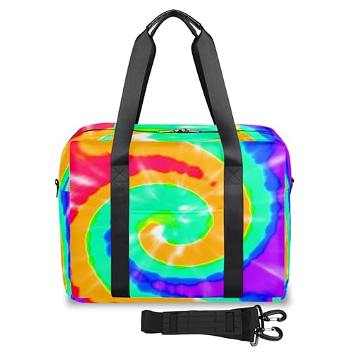 Tie Dye Rainbow Travel Duffel Bags for Women Men Tie Dye Weekend Overnight Bag 32L Large Cabin Holdall Tote Bag for Travel Sports Gym, farbe, 32 L, Taschen-Organizer von TropicalLife