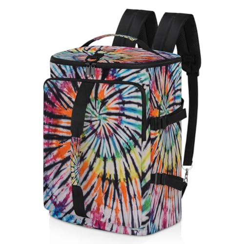 Tie Dye Swirl Sport Duffel Rucksack für Männer Frauen, Batikfärbung, Wochenendtasche mit Schuhfach, Tote Übernachtungstasche, 47,5 l für Sport, Fitnessstudio, Reisen, farbe, 47.5L, Taschen-Organizer von TropicalLife