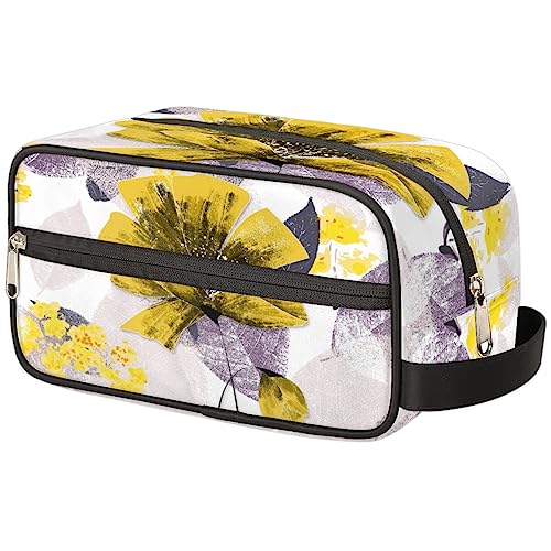 Tragbare Reise Kulturbeutel Abstrakte Blume Kosmetik Organizer Waschbeutel, Kunst Blumen Blätter Große Toilettenartikel Make-up Tasche für Frauen Mädchen, mehrfarbig, 10.2x4.5x4.9inch von TropicalLife