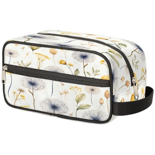 Tragbare Reise Kulturbeutel Aquarell Löwenzahn Blume Blätter Make-up Organizer Tasche Waschbeutel Große Toilettenartikel Kosmetikkoffer für Frauen Männer Mädchen Junge, mehrfarbig, 10.5x4.4x5.3inch von TropicalLife