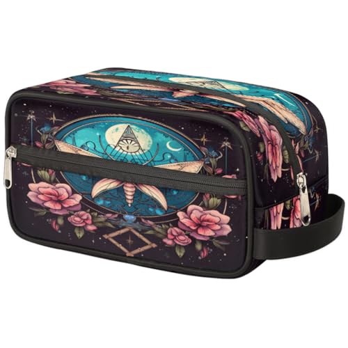 Tragbare Reise Kulturbeutel Blume Schmetterling Floral Make-up Organizer Tasche Waschbeutel Große Toilettenartikel Kosmetik Fall für Frauen Männer Mädchen Junge, mehrfarbig, 10.5x4.4x5.3inch von TropicalLife