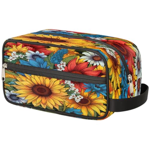 Tragbare Reise Kulturbeutel Frühling Blume Bunte Blumen Make-up Organizer Tasche Waschbeutel Große Toilettenartikel Kosmetik Fall für Frauen Männer Mädchen Junge, mehrfarbig, 10.5x4.4x5.3inch von TropicalLife