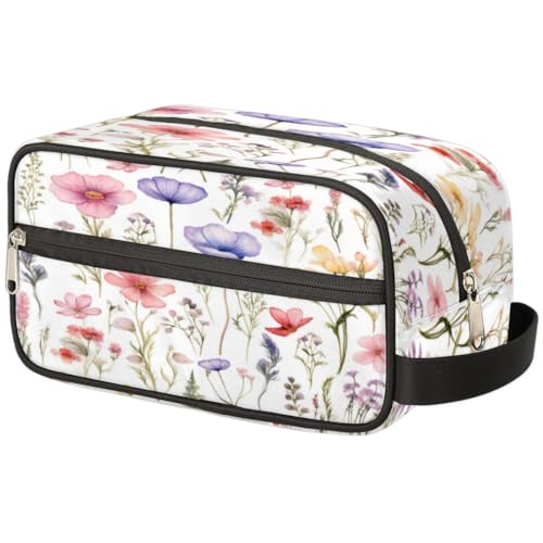 Tragbare Reise Kulturbeutel Frühling Blume Kräuter Floral Make-up Organizer Beutel Waschbeutel Große Toilettenartikel Kosmetik Fall für Frauen Männer Mädchen Junge, mehrfarbig, 10.5x4.4x5.3inch von TropicalLife