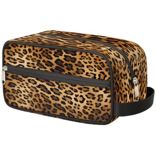 Tragbare Reise Kulturbeutel Retro Leopard Gepard Tierdruck Make-up Organizer Tasche Waschtasche Große Toilettenartikel Kosmetikkoffer für Frauen Männer Mädchen Jungen, mehrfarbig, 10.5x4.4x5.3inch von TropicalLife