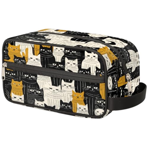 Tragbare Reise Kulturbeutel Vintage Katzen Kätzchen Tier Make-up Organizer Tasche Waschbeutel Große Toilettenartikel Kosmetikkoffer für Frauen Männer Mädchen Jungen, mehrfarbig, 10.5x4.4x5.3inch von TropicalLife