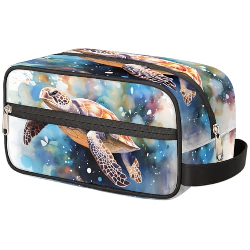 Tragbare Reise-Kulturtasche Kunst Ozean Meeresschildkröte Tier Make-up Organizer Tasche Waschbeutel Große Toilettenartikel Kosmetikkoffer für Frauen Männer Mädchen Jungen, mehrfarbig, 10.5x4.4x5.3inch von TropicalLife