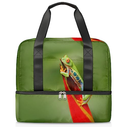 Tree Frogs Reisetasche für Herren und Damen, 21 l, Froschtier-Wochenendtasche, nass, getrennt, Sporttasche, Fitnessstudio, Reisen, Wochenendtasche, multi, 21L, Reisetasche von TropicalLife