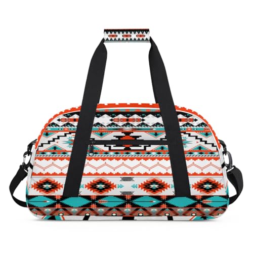 Tribal Ethnic Geometric Sports Duffel Bag for Women Men, Ethnic 24L Weekend Overnight Bag Tote Holdall Travel Gym Bag for Kids Girls Boys, farbe, (24L) UK, Taschen-Organizer von TropicalLife