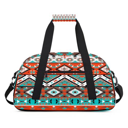 Tribal Geometric Sports Duffel Bag for Women Men, Aztec Tribal 24L Weekend Overnight Bag Tote Holdall Travel Gym Bag for Kids Girls Boys, farbe, (24L) UK, Taschen-Organizer von TropicalLife