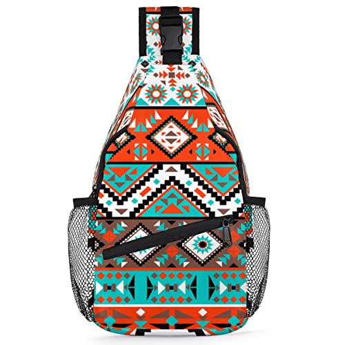 Tribal Geometrischer Sling-Rucksack für Herren und Damen, Azteken-Tribal, Umhängetasche, Brusttasche für Reisen, Wandern, lässiger Tagesrucksack, Rucksack, multi, 35,6 cm, Sling Rucksack von TropicalLife